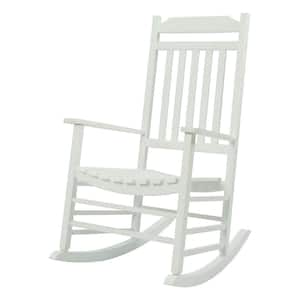 Porch Rocker Solid White Wood Outdoor Rocking Chair