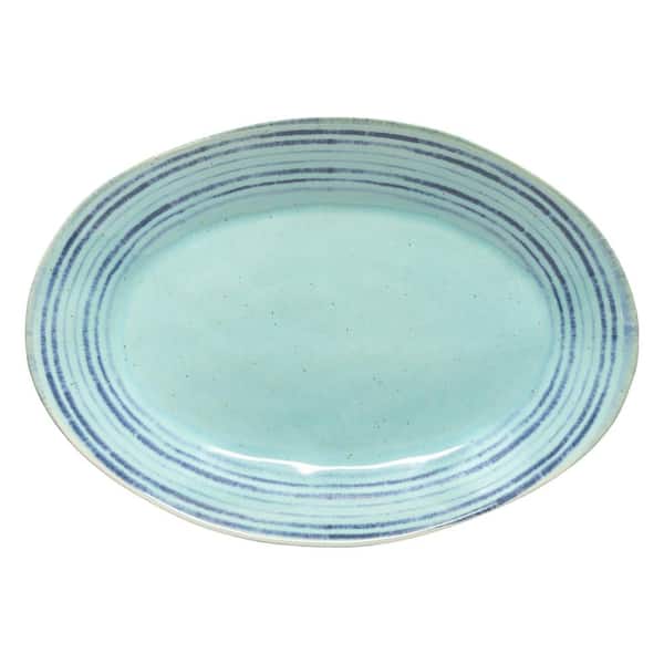 CASAFINA Nantucket 16 in. Aqua Oval Stoneware Platter