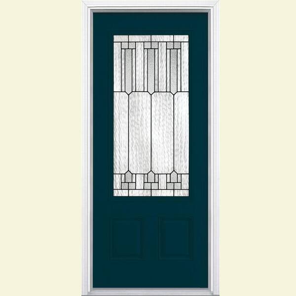 Masonite Glendale Three Quarter Rectangle Painted Smooth Fiberglass Prehung Front Door with Brickmold-DISCONTINUED