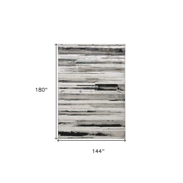 12 x 15 Black and Silver Abstract Area Rug