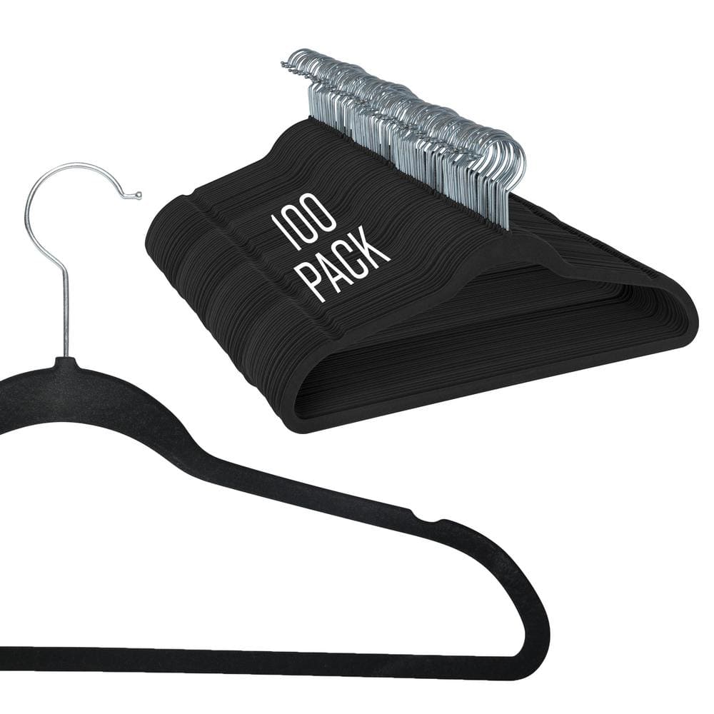 SIMPLIFY 100 Pack Slim Velvet Suit Hangers in Black 23240-BLK-100 - The Home Depot