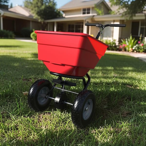100 lbs. Capacity Walk-Behind Broadcast Fertilizer Spreader, Garden Seeder for Seed, Fertilizer and Ice Melt