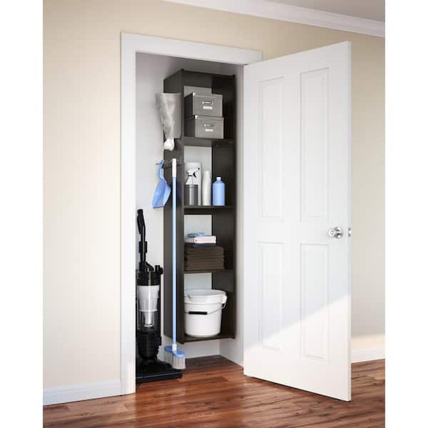 16 in. W Espresso Wood Utility Closet Tower