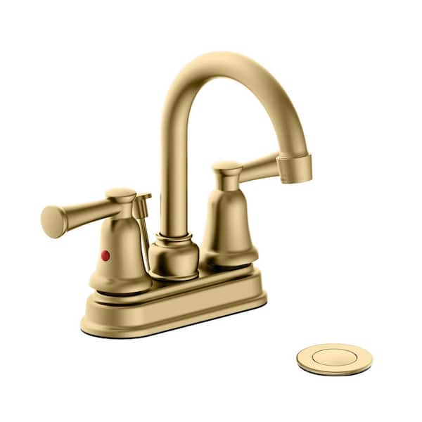 Glacier Bay Lisbon 4 in. Centerset 2-Handle High-Arc Bathroom Faucet in Matte Gold