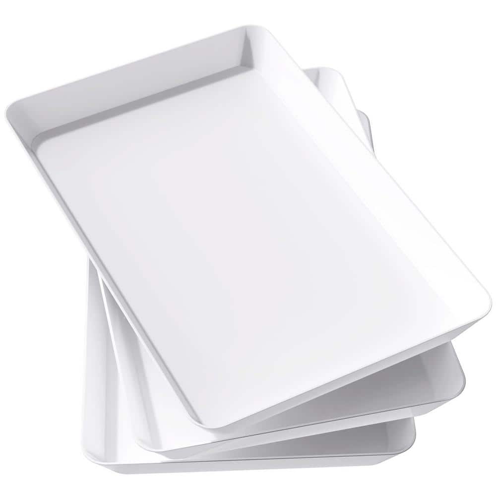 15 in. x 10 in. Plastic Reusable Serving Tray for Party Food Supplies, White (3-Pack) price history on PriceWatchPro
