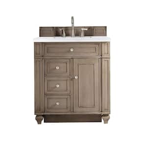 Bristol 30 in. W x 23.5 in. D x 34 in. H Single Vanity in Whitewashed Walnut with Solid Surface Top in Arctic Fall
