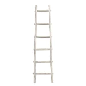 Transitional Style 2 in. H White Wooden Decor Ladder with 6 Steps