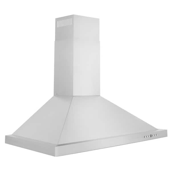 ZLINE 36 Convertible Wall Mount Range Hood in Stainless Steel with Set of 2 Charcoal Filters - Silver