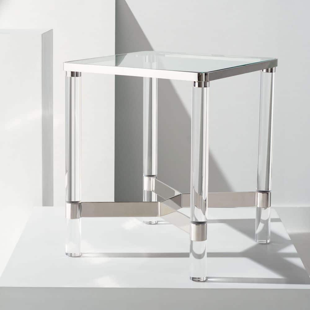 SAFAVIEH Suzanna 20 in. Silver Square Glass End Table SFV2550B - The ...