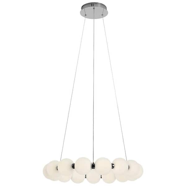 Jushua 23.64 in. 15-Light Dimmable Integrated LED in White Chandelier Light Fixture with Acrylic Globe Shades
