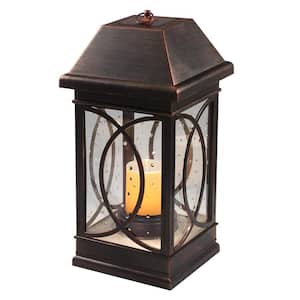 San Vicente Estate Mission Bronze 22 in. Integrated 2-LED Solar Candle Lantern