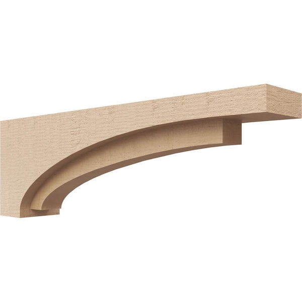 Ekena Millwork 4 in. x 8 in. x 24 in. Thin Rivera Rough Cedar Woodgrain TimberThane Corbel, Primed Tan