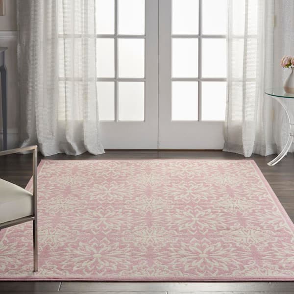 Jubilant Ivory/Pink 5 ft. x 7 ft. Moroccan Farmhouse Area Rug