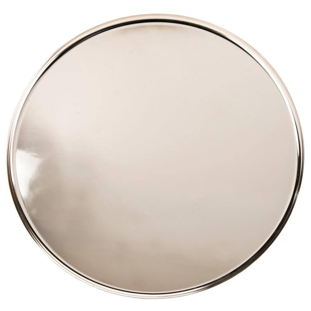 Round Silver Metal Coffee Table with Gold Cap Legs
