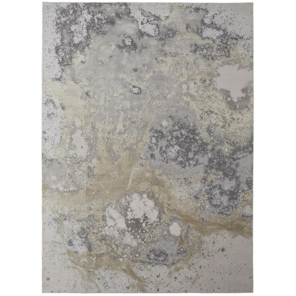 HomeRoots 8 x 10 Gray and Ivory Abstract Area Rug