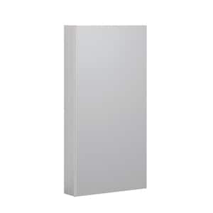 15 in. W x 24 in. H Satin Aluminum Recessed/Surface Mount Bathroom Medicine Cabinet with Mirror, 2 Glass shelves