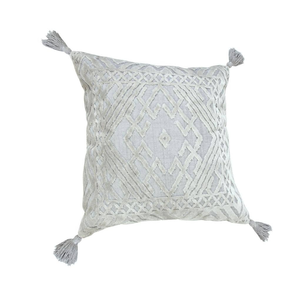 Silver Gray Textured Diamond 20" Square Throw Pillow Set