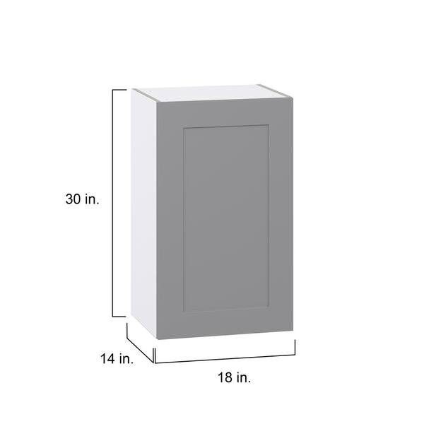 J COLLECTION Bristol Painted Slate Gray Shaker Assembled Wall Kitchen Cabinet with Full Height Door (18 in. W x 30 in. H x 14 in. D)