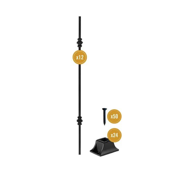 Royal Railing Series Black Metal Windsor 6.7 in. H x 1/2 in. W 12 Balusters with Connectors and Hardware Included