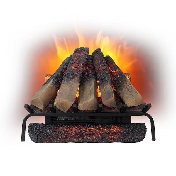 Free Stack 25 in. Crackling Electric Fireplace Log Set Heater with Multi-Color LED Flames, Custom Log Stacking, Remote