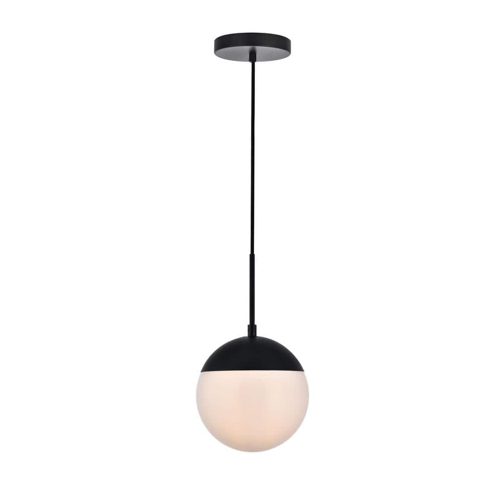 Timeless Home Ellie 1-Light Black Pendant with Frosted Glass Shade