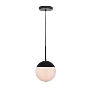 Timeless Home Ellie 1-Light Black Pendant with Frosted Glass Shade