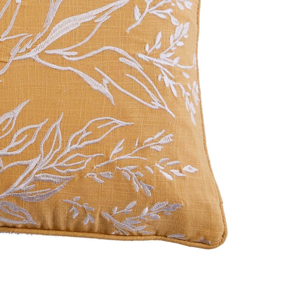 Apolonia Embroidered Floral Decorative Pillow, 14" x 18" - Orange/Gold