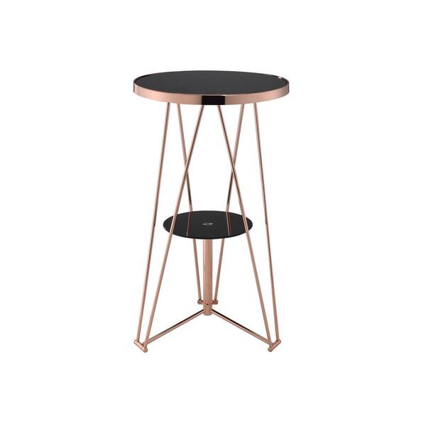 ACME Furniture Jarvis Black and Rose Gold Storage Pub/Bar Table