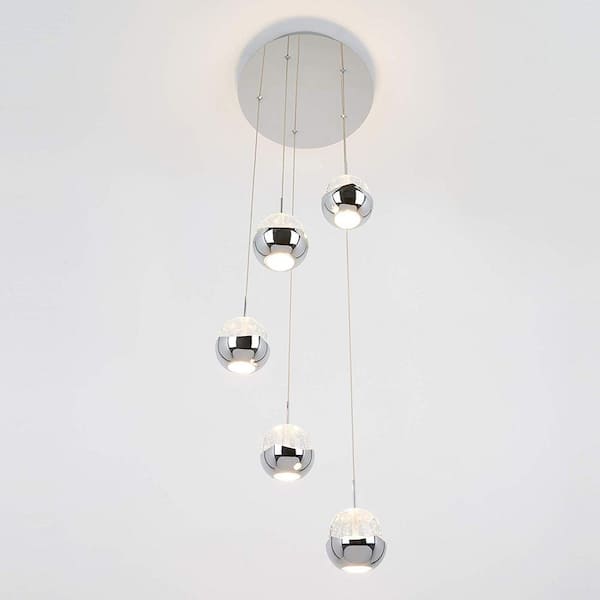 Oracle fashion 22-Watt Integrated LED 5-Light Chrome Modern Hanging Pendant Light Chande