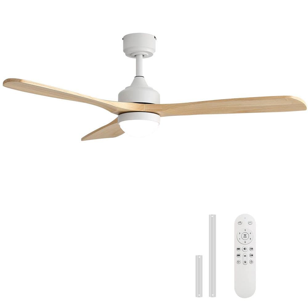 52 in. Indoor/Outdoor Standard Modern White Flush and Downrod Mount Ceiling Fan with Light, Quiet DC Motor and Remote price history on PriceWatchPro