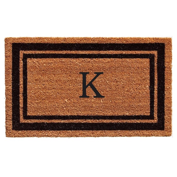Calloway Mills Black Border 30" x 48" Monogram Doormat (Letter K)