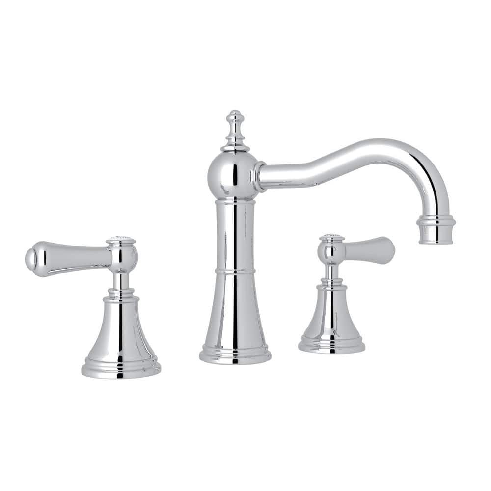 Elegant Georgian 8" Polished Chrome Brass Widespread Lavatory Faucet