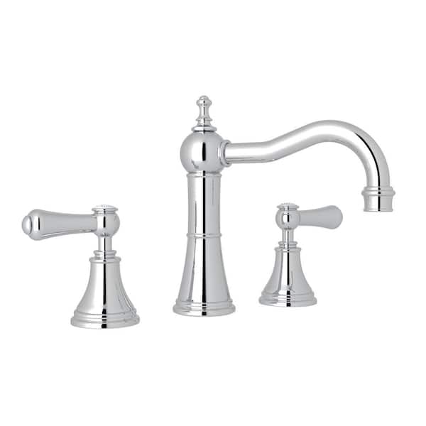 PERRIN & ROWE Georgian Era 8 in. Widespread Double Handle Bathroom Faucet Drain Kit Included in Polished Chrome