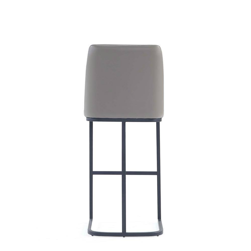 Gray Leatherette Upholstered Bar Stool with Metal Base