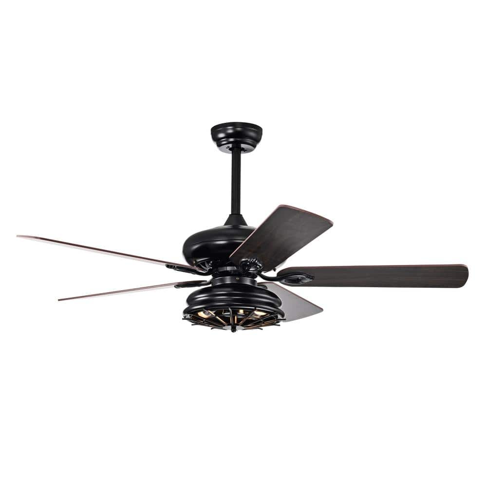 Farmhouse 52 in. Smart Indoor Black Ceiling Fan with Light and Remote Dual 