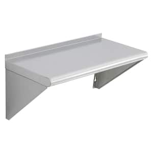 12 in. x 24 in. Stainless Steel Shelf, Wall-Mounted Floating Shelving with Brackets, 230 lbs. Load Capacity, Silver