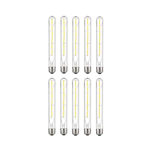 Sunlite 40-Watt Equivalent T8 Dimmable Tubular E26 Base Filament Vintage Edison LED Light Bulb in Amber White 2200K (10-Pack)