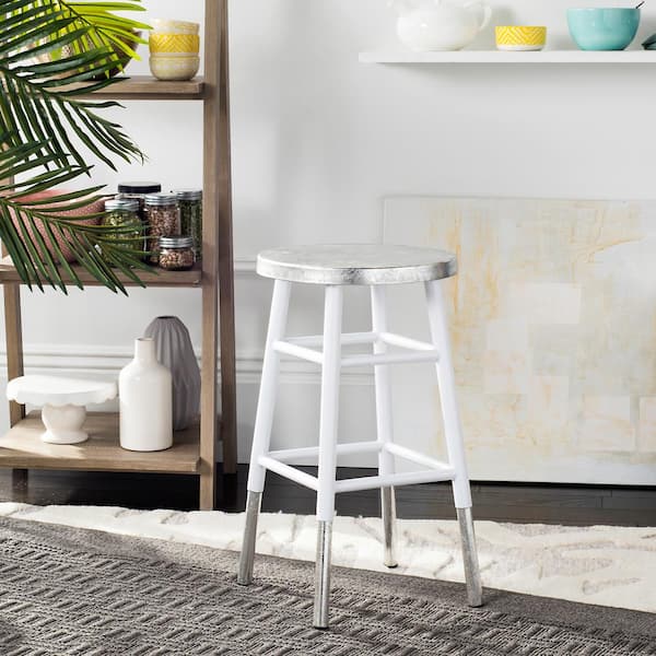 Kenzie 24 in. White/Silver Dipped Counter Stool