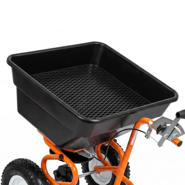 FUFU&GAGA 100 lbs. Metal Tow-Behind Broadcast Spreader for Seed