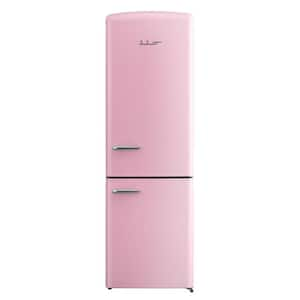 RR2 12 cu. ft. Retro Refrigerator Full Size Fridge with Bottom Freezer Chrome Handle Frost Free LED Multiflow 360° Pink