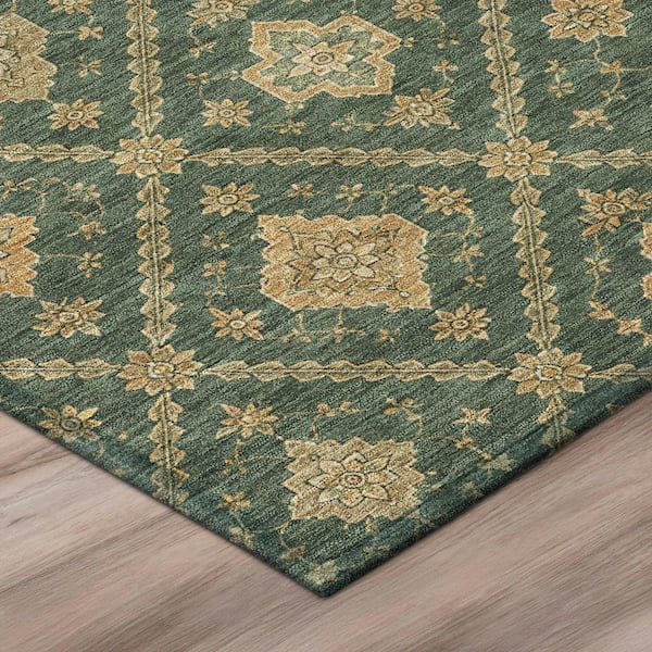 Chantille Machine Washable Indoor/Outdoor Abstract ACN3131 Emerald 2 ft. x 3 ft. Accent Rug