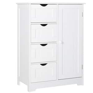 White 31.6 in. H Accent Cabinet Office Storage Cabinet with Adjustable Shelf and 4-Drawer