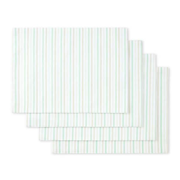 MARTHA STEWART Daisy Stripe 17.5" W x 13" H Green Placemats (Set of 4)