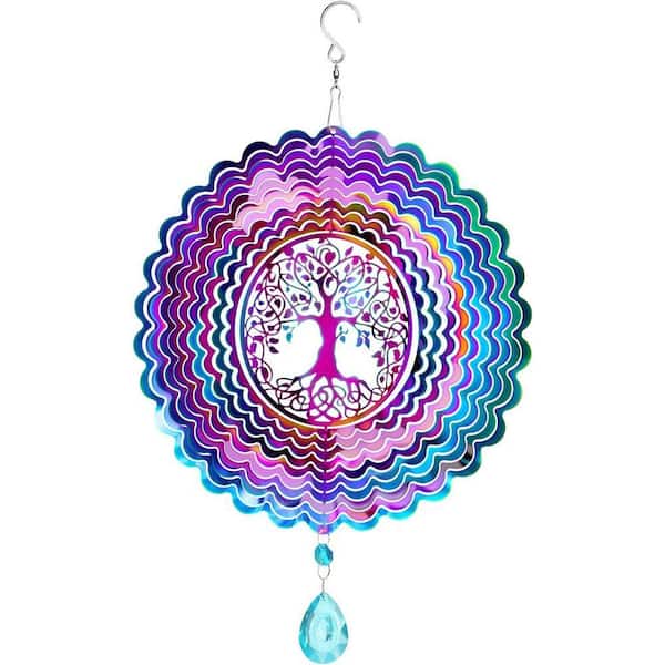 Hanging Wind Spinner for Yard and Garden Decor Hanging Art Ornaments for Garden Yard Balcony Decor (Tree of Life) Purple
