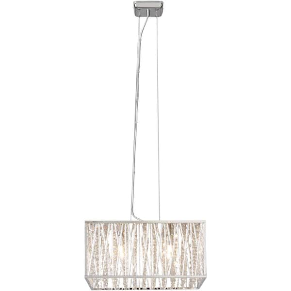 Home Decorators Collection Saynsberry 4-Light Chrome and Crystal Square Shape Pendant