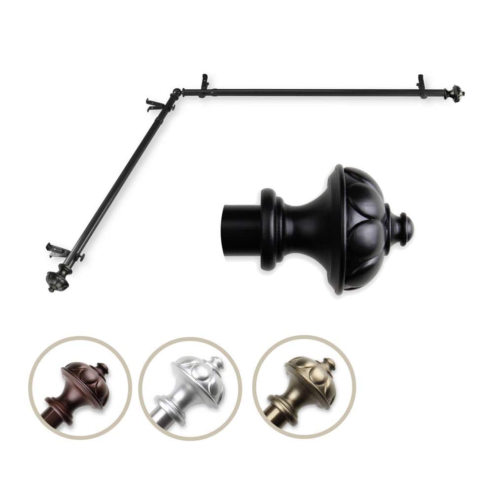 "13/16"" Dia Adjustable 66"" to 120"" Single Corner Window Curtain Rod in Black with Sierra Finials" price history on PriceWatchPro