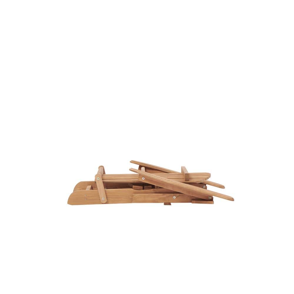 Set of 2 Light Brown Wooden Folding Adirondack Chairs