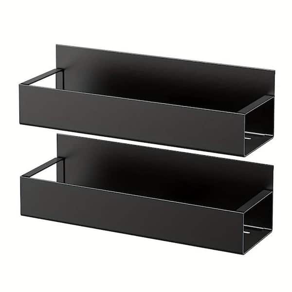 2-Pieces Black Strong Magnetic Spice Rack Seasoning Storage Shelf for Refrigerator Microwave Spice Storage Holder