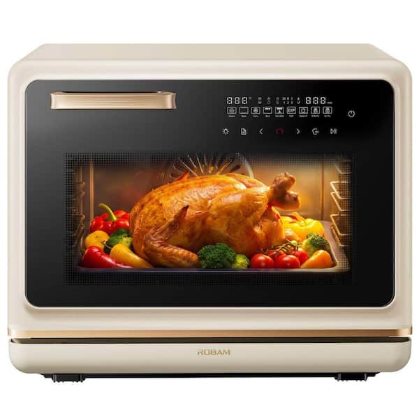 R-Box Pro 1800W 37 qt. 8-Slice White Countertop Toaster Oven with Combi Steam, Air Fry, True Convection and Self-Clean
