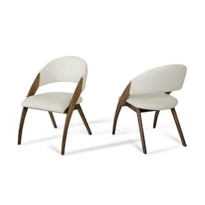 Valerie Walnut Wood and Cream Leatherette Dining Chair (Set of 1)